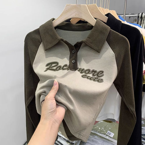 品牌折扣正品女装断码清仓特价不能退换POLO领长袖T恤女秋季