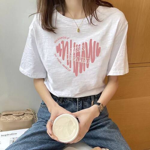 品牌折扣正品女装断码清仓特价不能退换白色冰丝圆领短袖T恤女