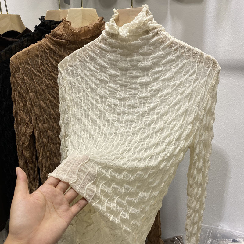 品牌折扣正品女装断码清仓特价不能退换半高领蕾丝打底衫女秋季新