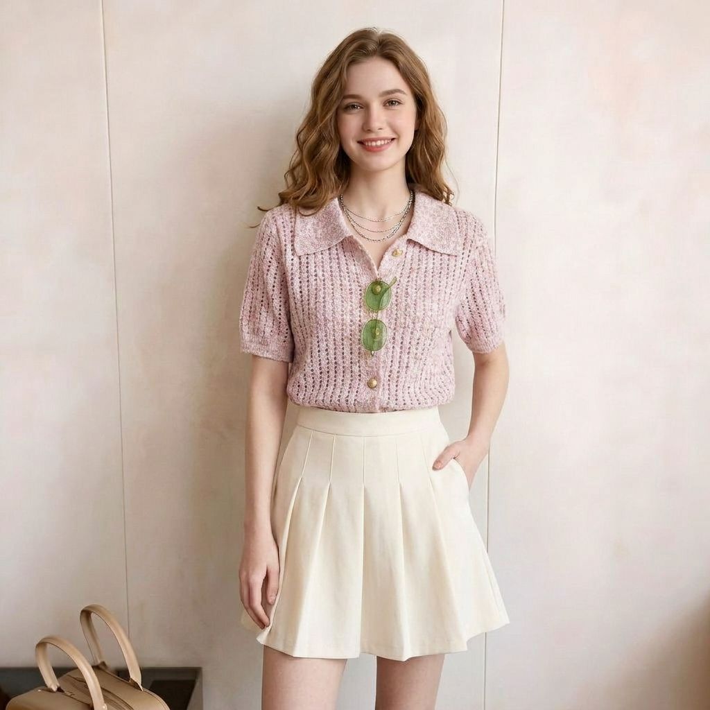 品牌正品女装衣服断码特价清仓 不接受退换-小香风polo领针织短袖