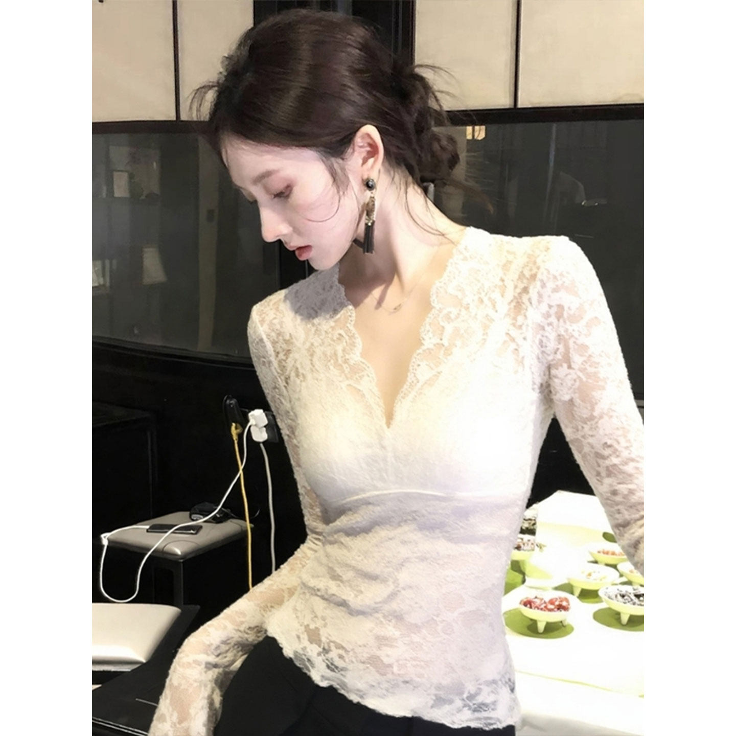 品牌正品女装衣服断码特价清仓 不接受退换-加绒加厚蕾丝打底衫女