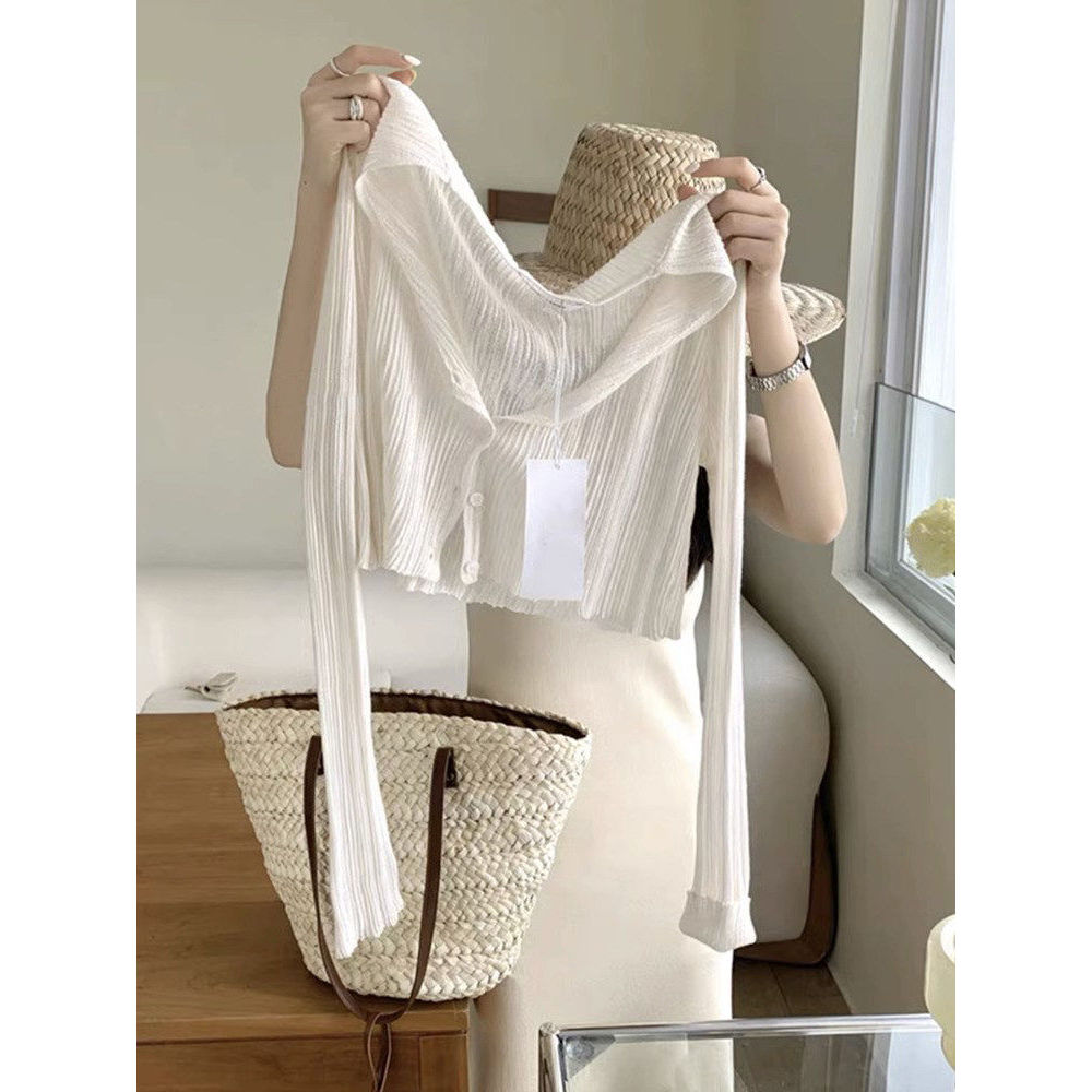 品牌折扣正品女装断码清仓特价不能退换白色冰丝针织防晒开衫外套