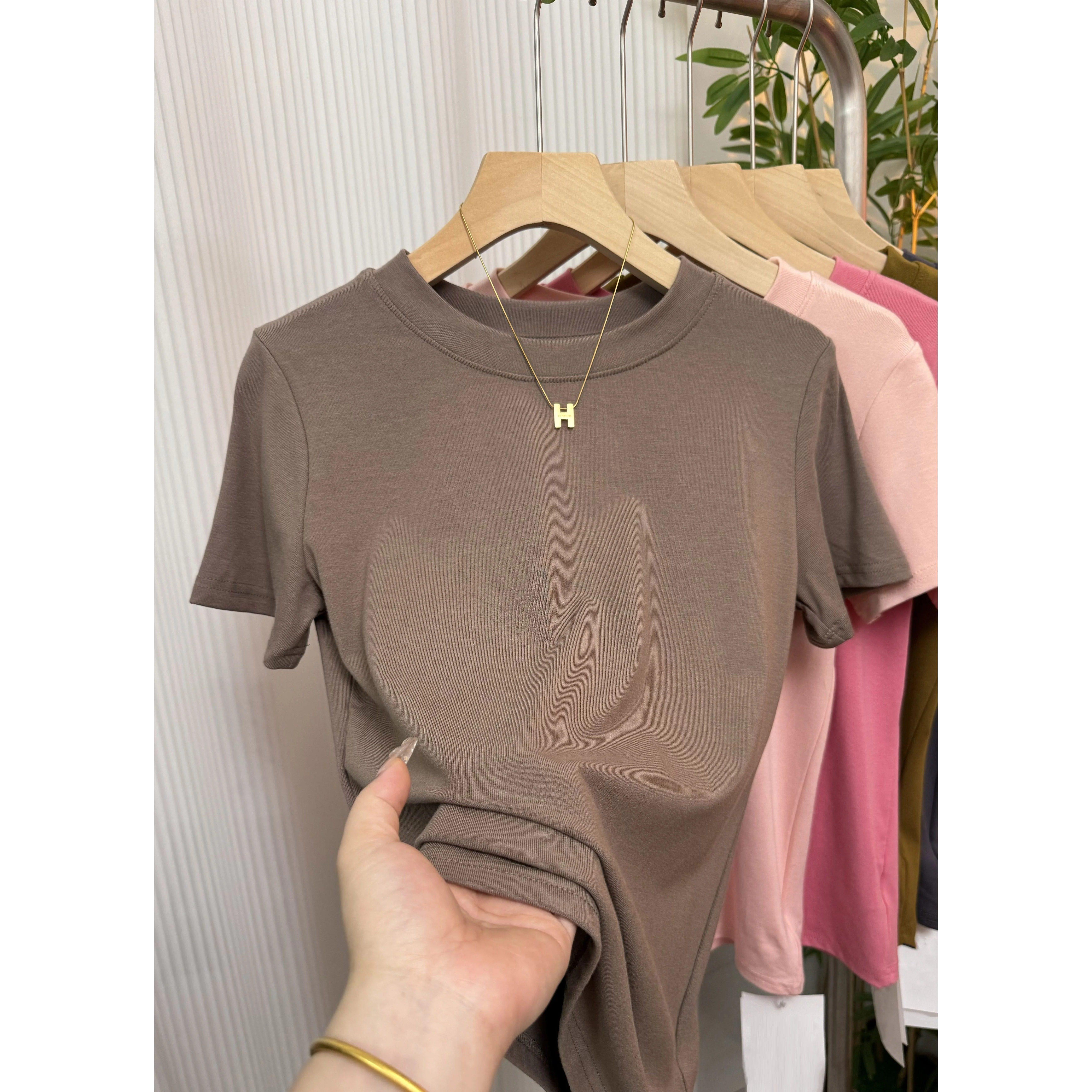 品牌折扣正品女装断码清仓特价不能退换绿色莫代尔冰丝短袖T恤女