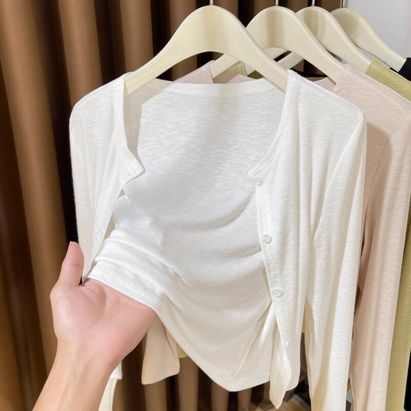 品牌折扣正品女装断码清仓特价不能退换白色冰丝针织开衫防