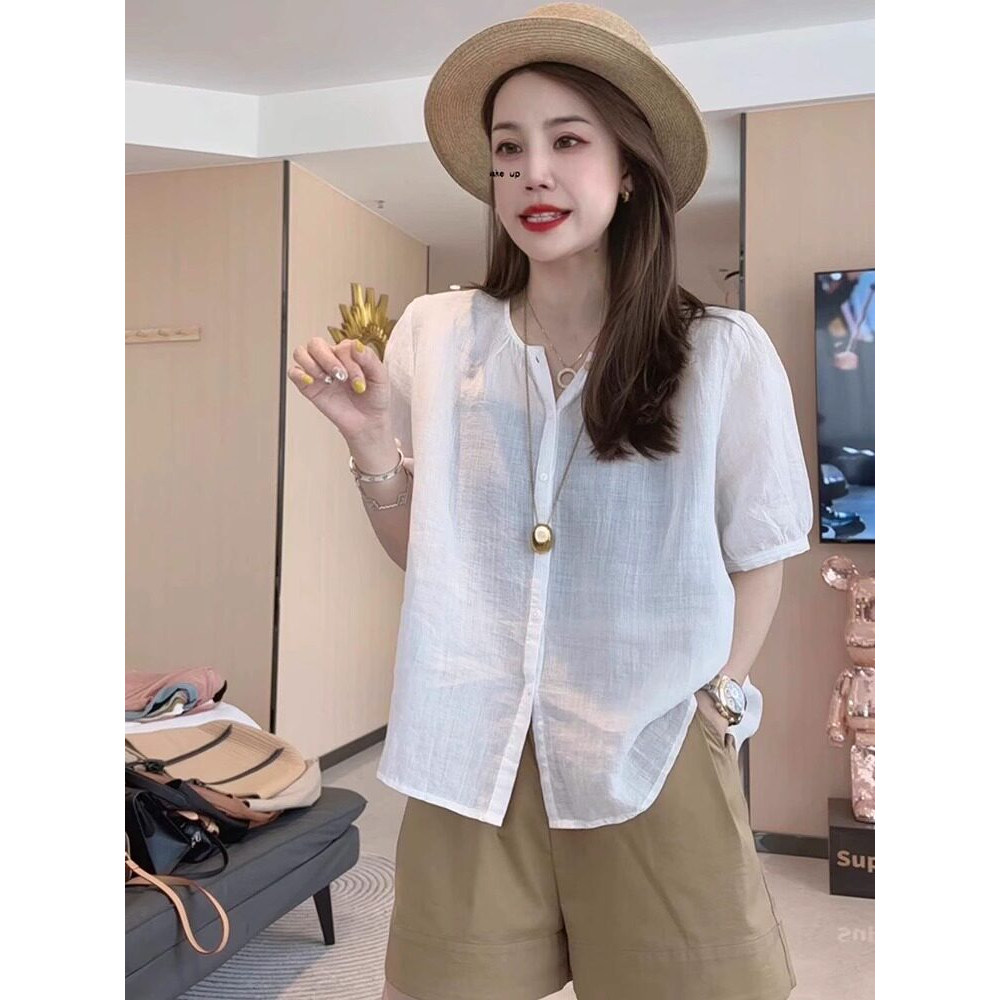 品牌正品女装衣服断码特价清仓 不接受退换-短袖苎麻亚麻防晒衬衫