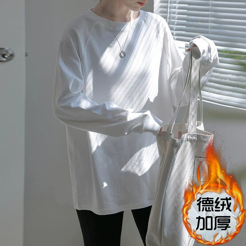 品牌折扣正品女装断码清仓特价不能退换中长款白色长袖T恤女秋冬