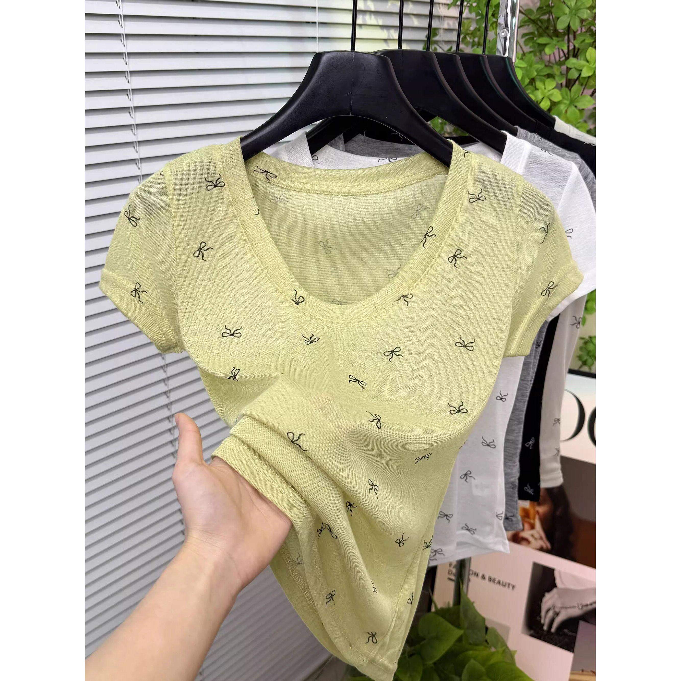 品牌折扣正品女装断码清仓特价不能退换黑色微透短袖t恤女夏