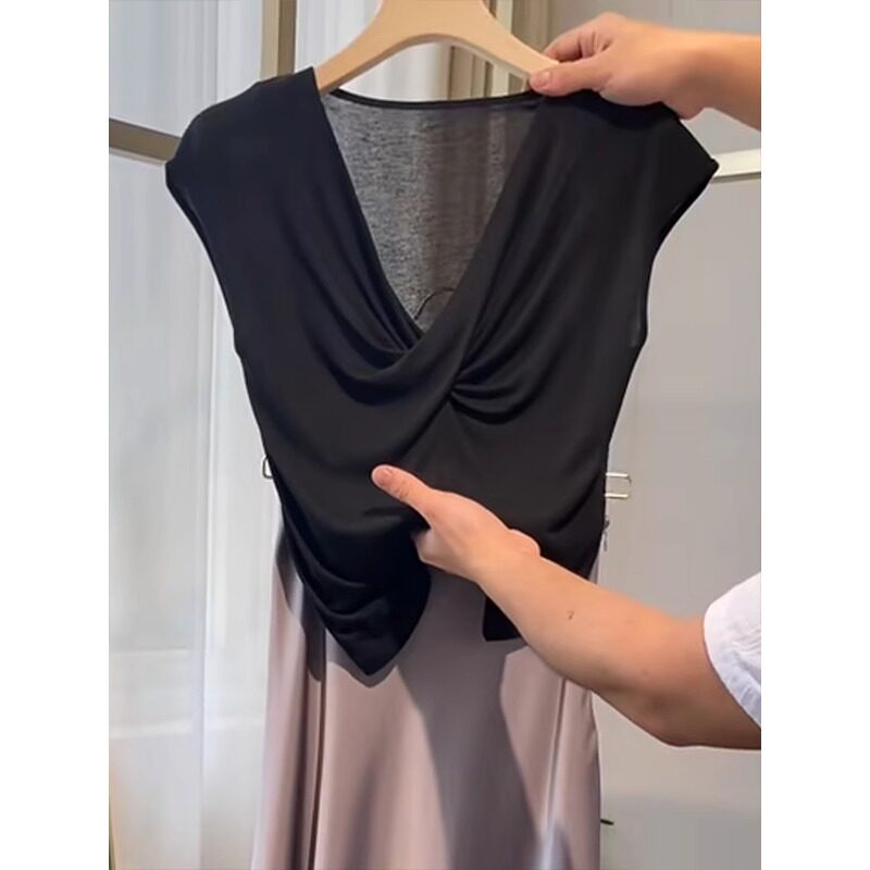 品牌折扣正品女装断码清仓特价不能退换欧洲站交叉v领短袖T恤女夏