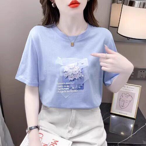 品牌折扣正品女装断码清仓特价不能退换蓝色欧洲站短袖T恤