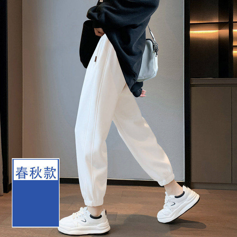 品牌正品女装衣服断码特价清仓 不退换-白色加绒运动裤女秋冬新款