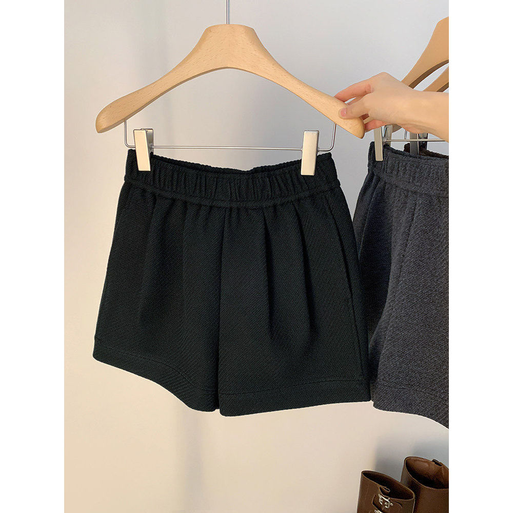 品牌正品女装衣服断码特价清仓 不接受退换-松紧腰毛呢短裤女秋冬