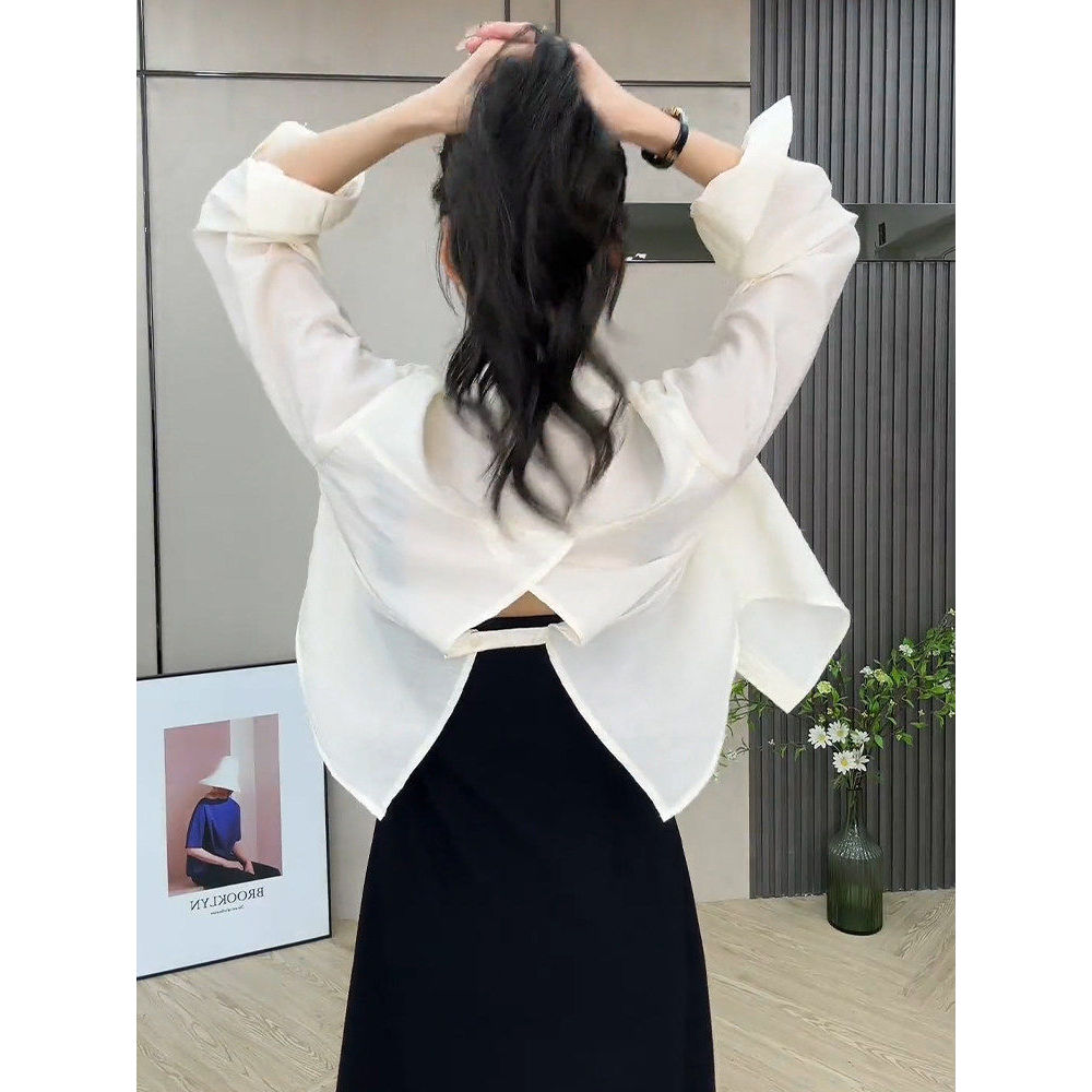 品牌折扣正品女装断码清仓特价不能退换后背开叉防晒衬衫女配吊带