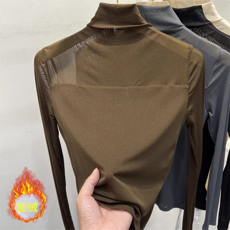 品牌折扣正品女装断码清仓特价不能退换半高领蕾丝打底衫女春秋内
