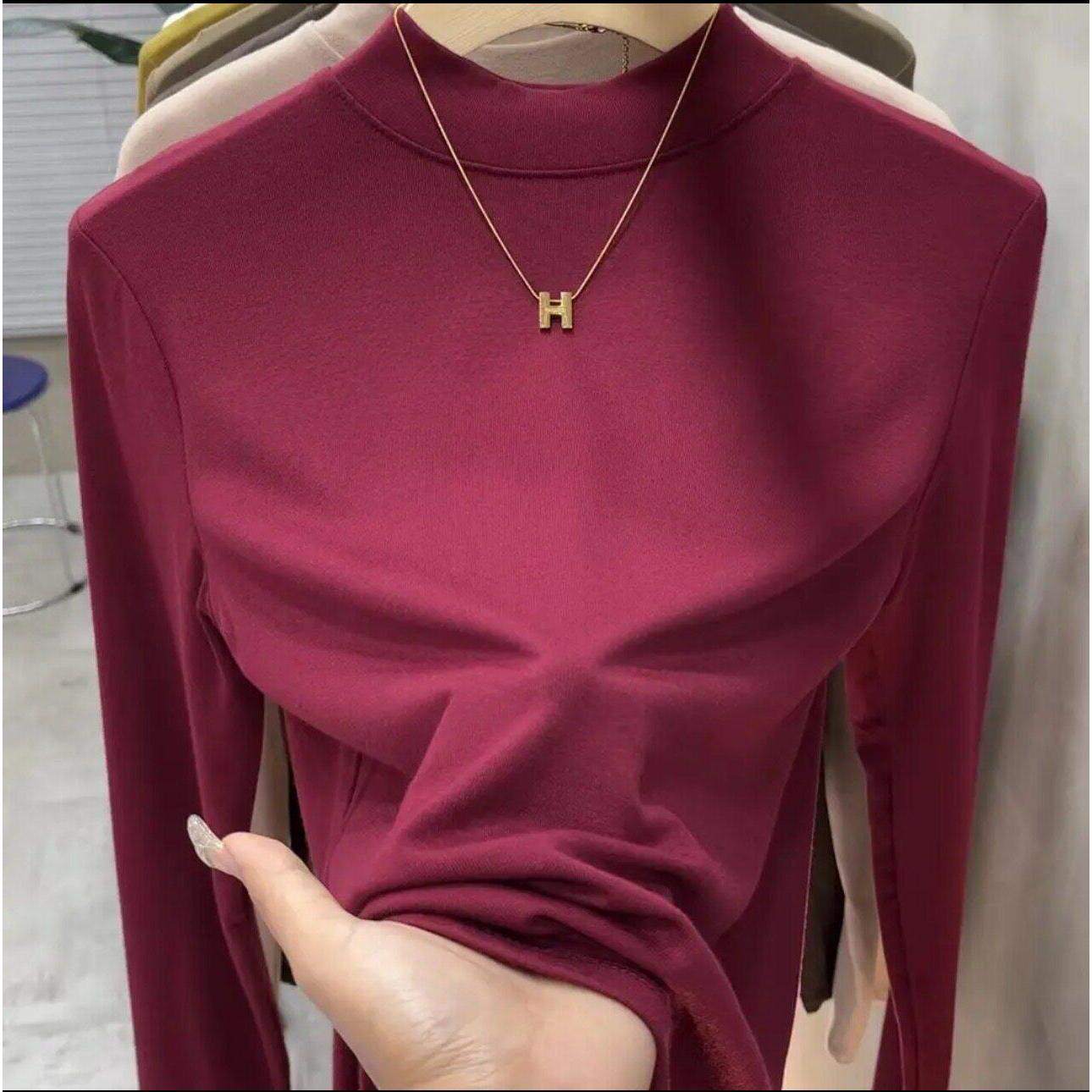 品牌折扣正品女装断码清仓特价不能退换半高领红色打底衫女秋冬新