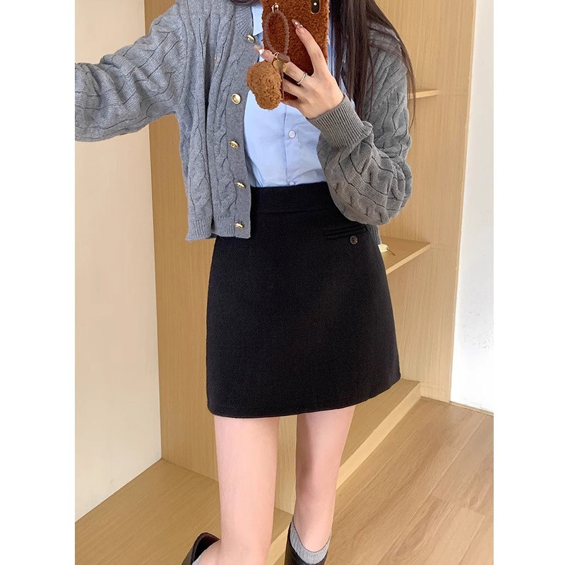 品牌折扣正品女装断码清仓特价不能退换咖色毛呢半身裙女秋冬新