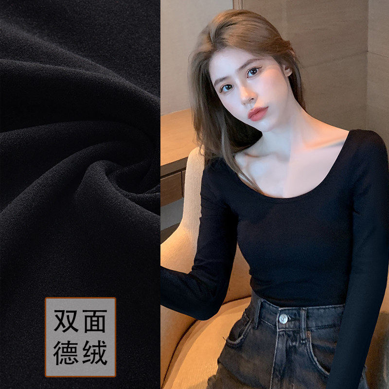 品牌折扣正品女装断码清仓特价不能退换黑色加绒打底衫女内搭秋冬