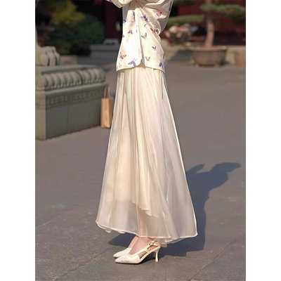 品牌正品女装衣服断码特价清仓 不接受退换-杏色流光网纱半身裙女