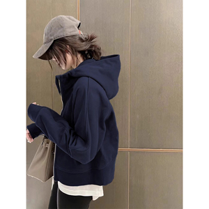 品牌折扣正品女装断码清仓特价不能退换美式慵懒藏青色连帽卫