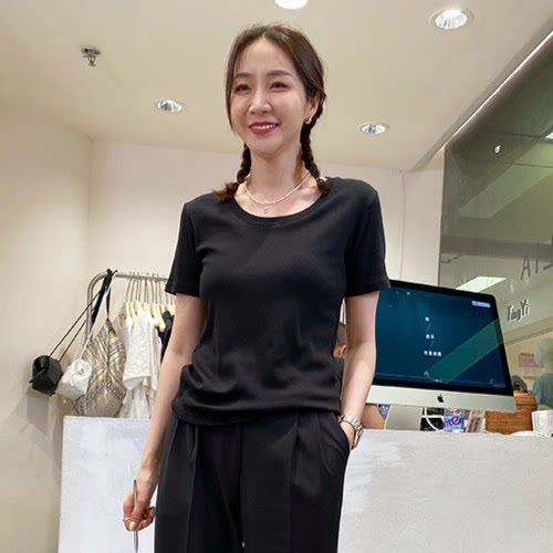 品牌折扣正品女装断码清仓特价不能退换白色螺纹短袖T恤女夏季