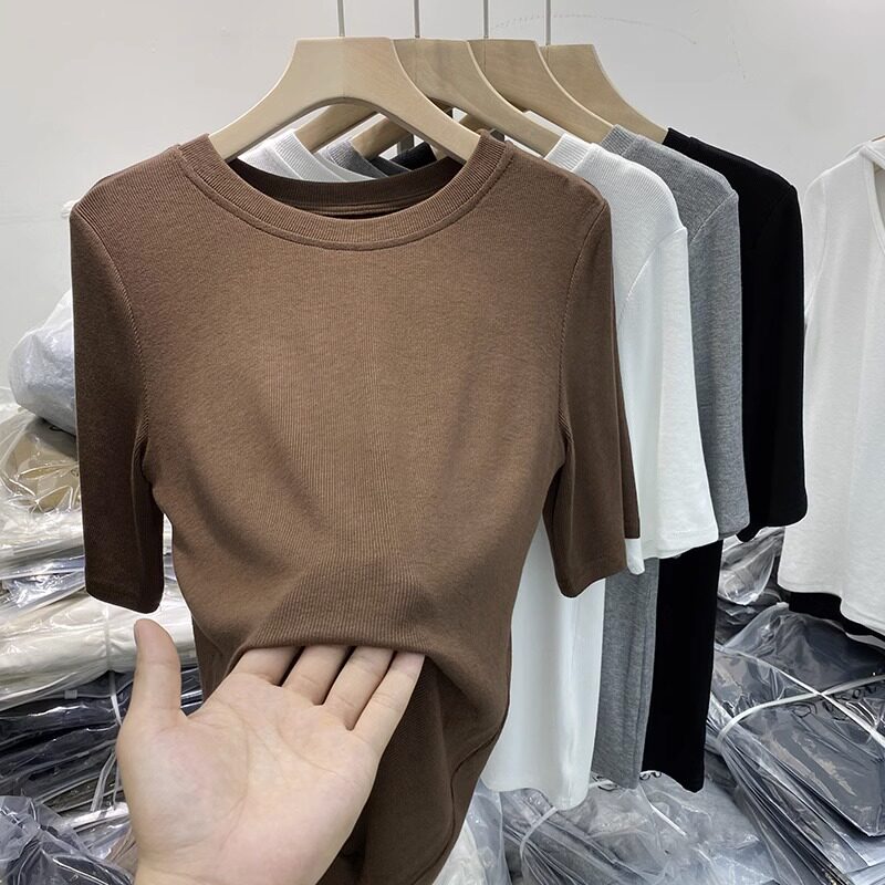 品牌折扣正品女装断码清仓特价不能退换圆领中袖T恤女春秋新款修