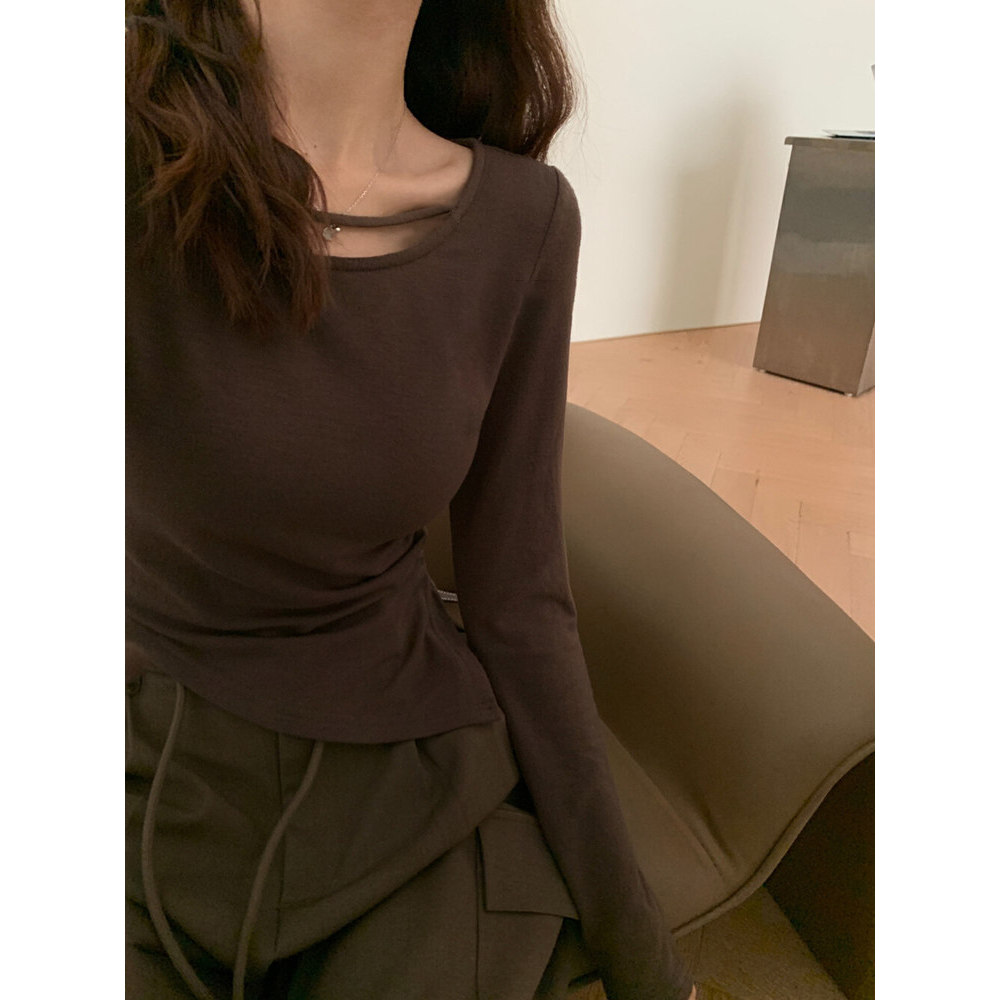 品牌正品女装衣服断码特价清仓 不退换-圆领长袖T恤女秋季纯欲修