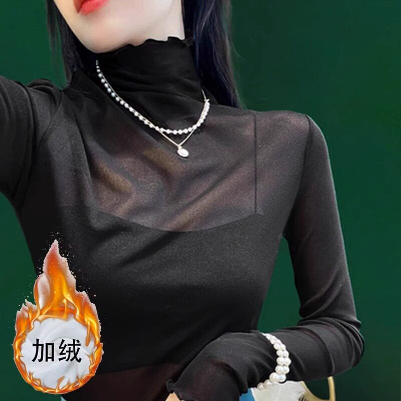 品牌折扣正品女装断码清仓特价不能退换蕾丝高领打底衫女秋冬洋气