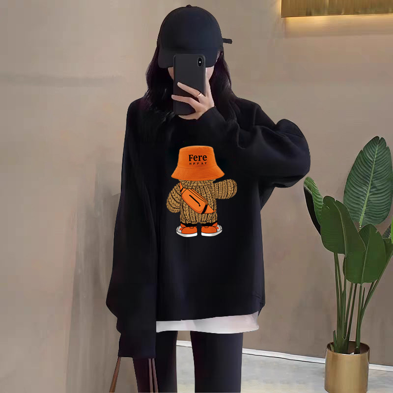 品牌正品女装衣服断码特价清仓 不接受退换-欧货中长款假两件卫衣