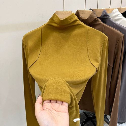 品牌折扣正品女装断码清仓特价不能退换黑色半高领加绒打底衫