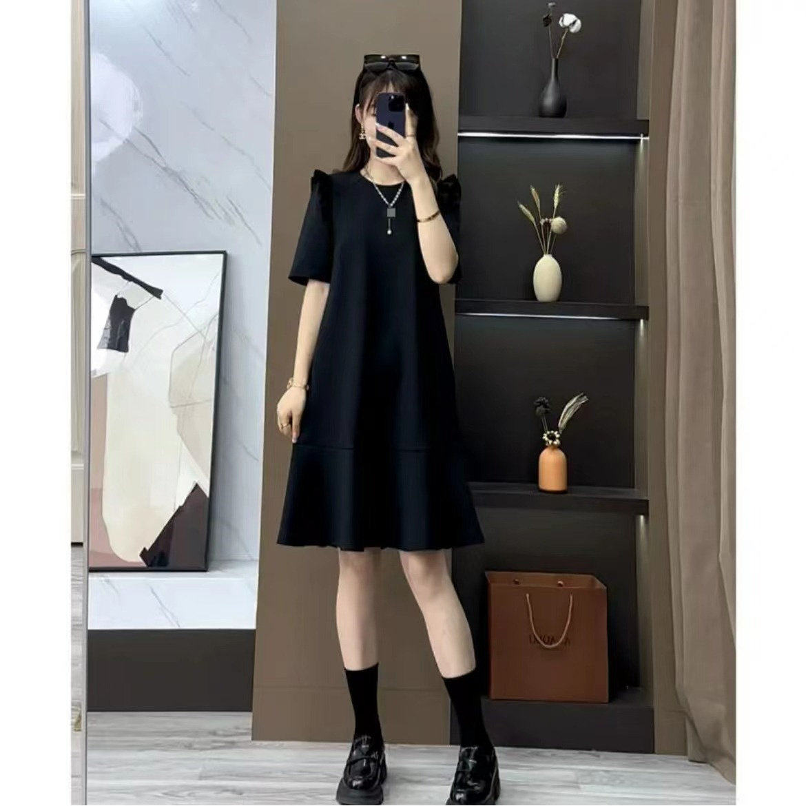 品牌折扣正品女装断码清仓特价不能退换绿色短袖T恤连衣裙女夏