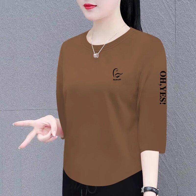 品牌折扣正品女装断码清仓特价不能退换高端纯棉五分袖T恤女春秋