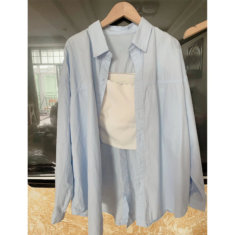 品牌折扣正品女装断码清仓特价不能退换蓝色衬衫衬衣女款新