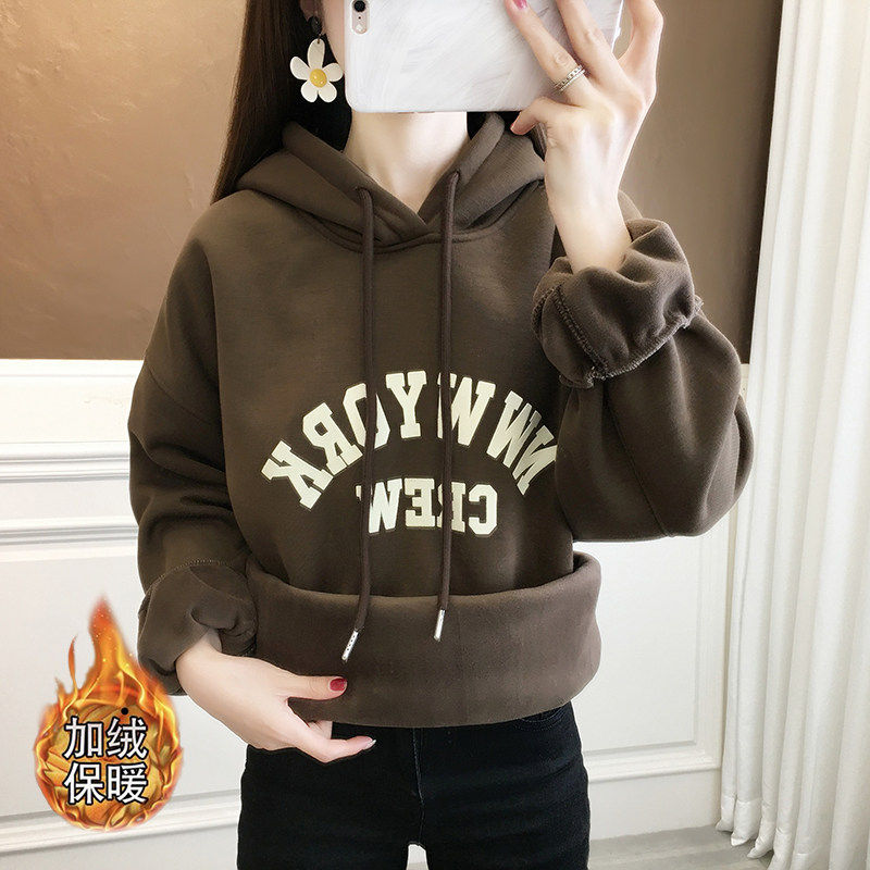 品牌折扣正品女装断码清仓特价不能退换中长款加绒加厚卫衣女秋冬