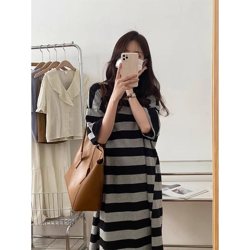 品牌折扣正品女装断码清仓特价不能退换韩版宽松条纹棉短袖T恤