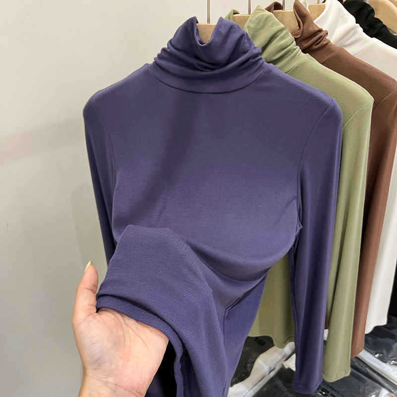 品牌折扣正品女装断码清仓特价不能退换紫色高领打底衫女秋冬季