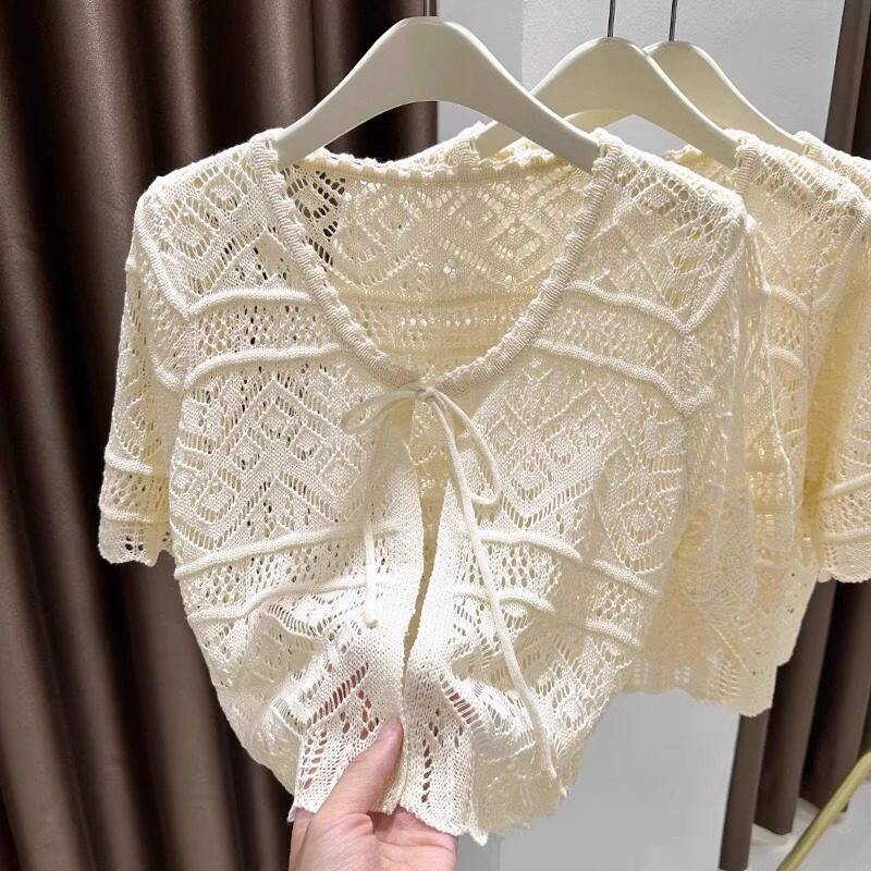 品牌折扣正品女装断码清仓特价不能退换冰丝镂空针织防晒罩衫女夏