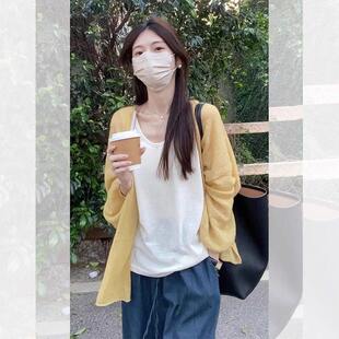 品牌折扣正品女装断码清仓特价不能退换黄色披肩针织开衫女夏季新