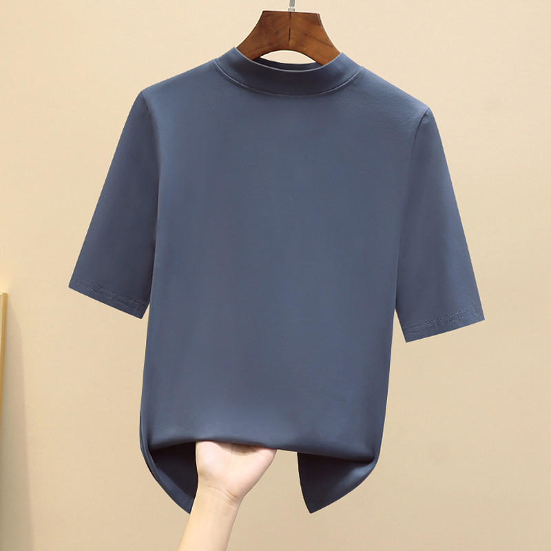 品牌正品女装衣服断码特价清仓 不接受退换-小立领纯棉中袖T恤女
