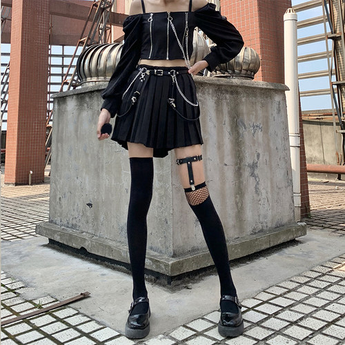 袜子女夜间三件套黑色小腿袜