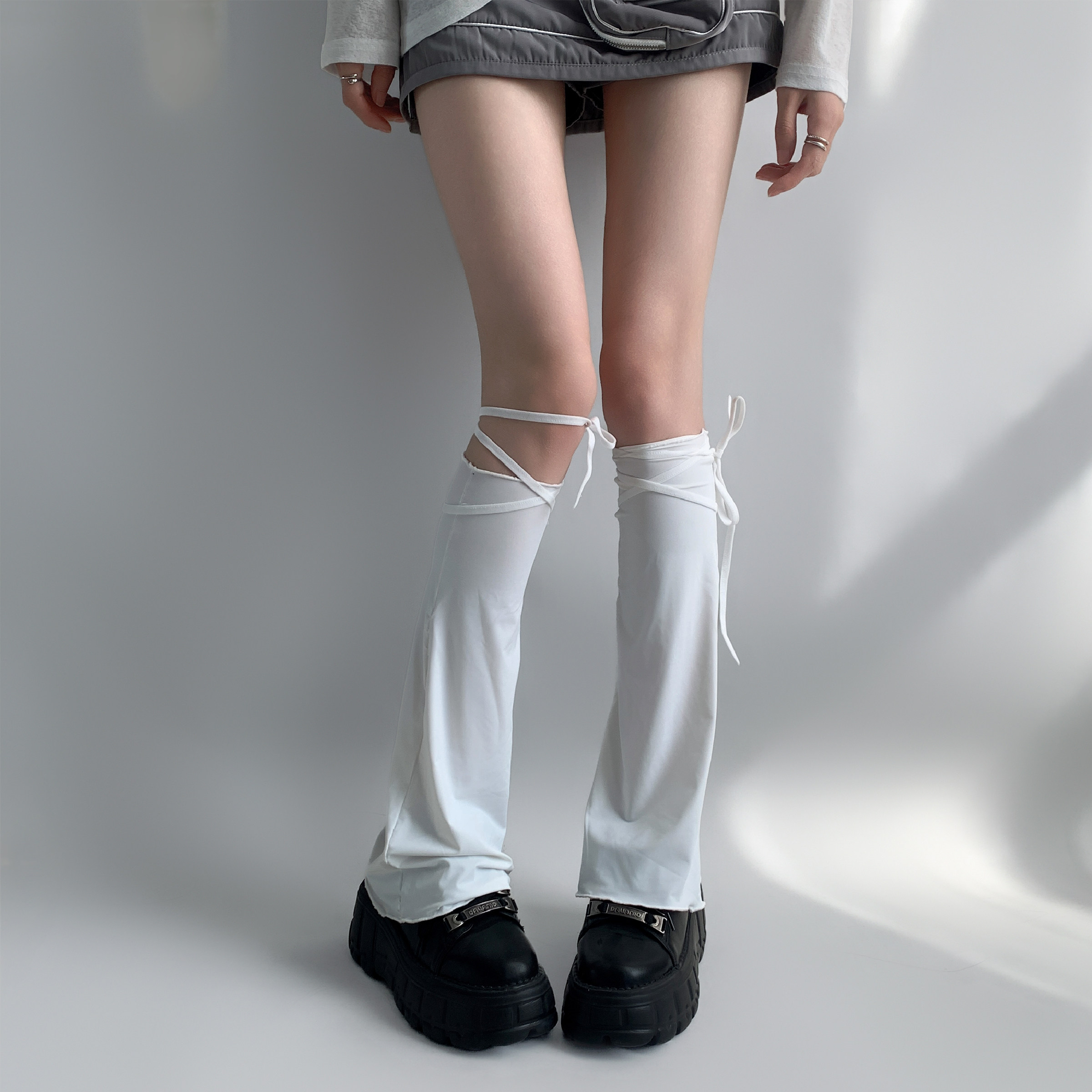 夜间教习室白色袜套女夏薄款日系jk小腿袜灰色阔腿喇叭型绑带腿套,女士内衣/男士内衣/家居服,中筒袜,淘宝优惠券,粉丝福利购,淘宝优惠卷