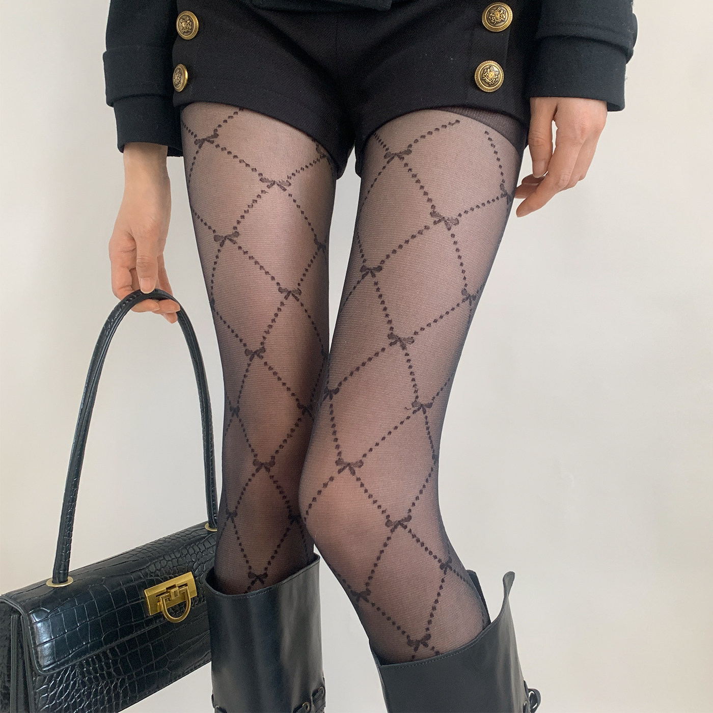 夜间教习室黑色丝袜女秋冬薄款交叉菱格性感黑丝蝴蝶结格纹连裤袜,女士内衣/男士内衣/家居服,连裤袜/打底袜,淘宝优惠券,粉丝福利购,淘宝优惠卷