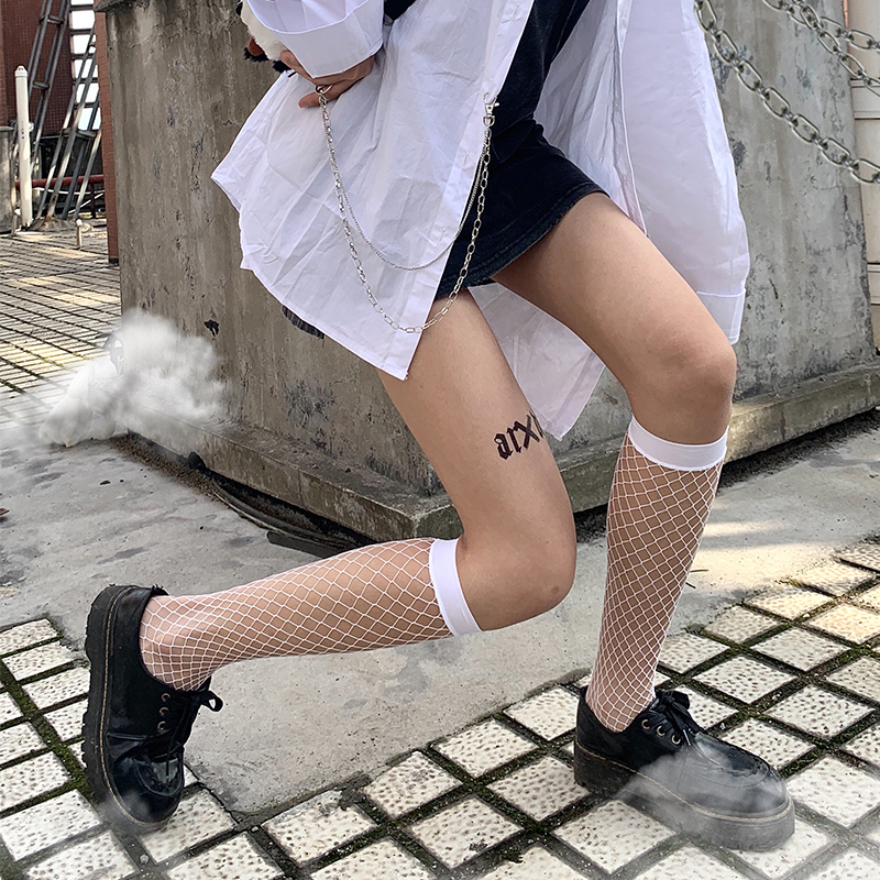 袜子女白色性感薄款中筒袜图片