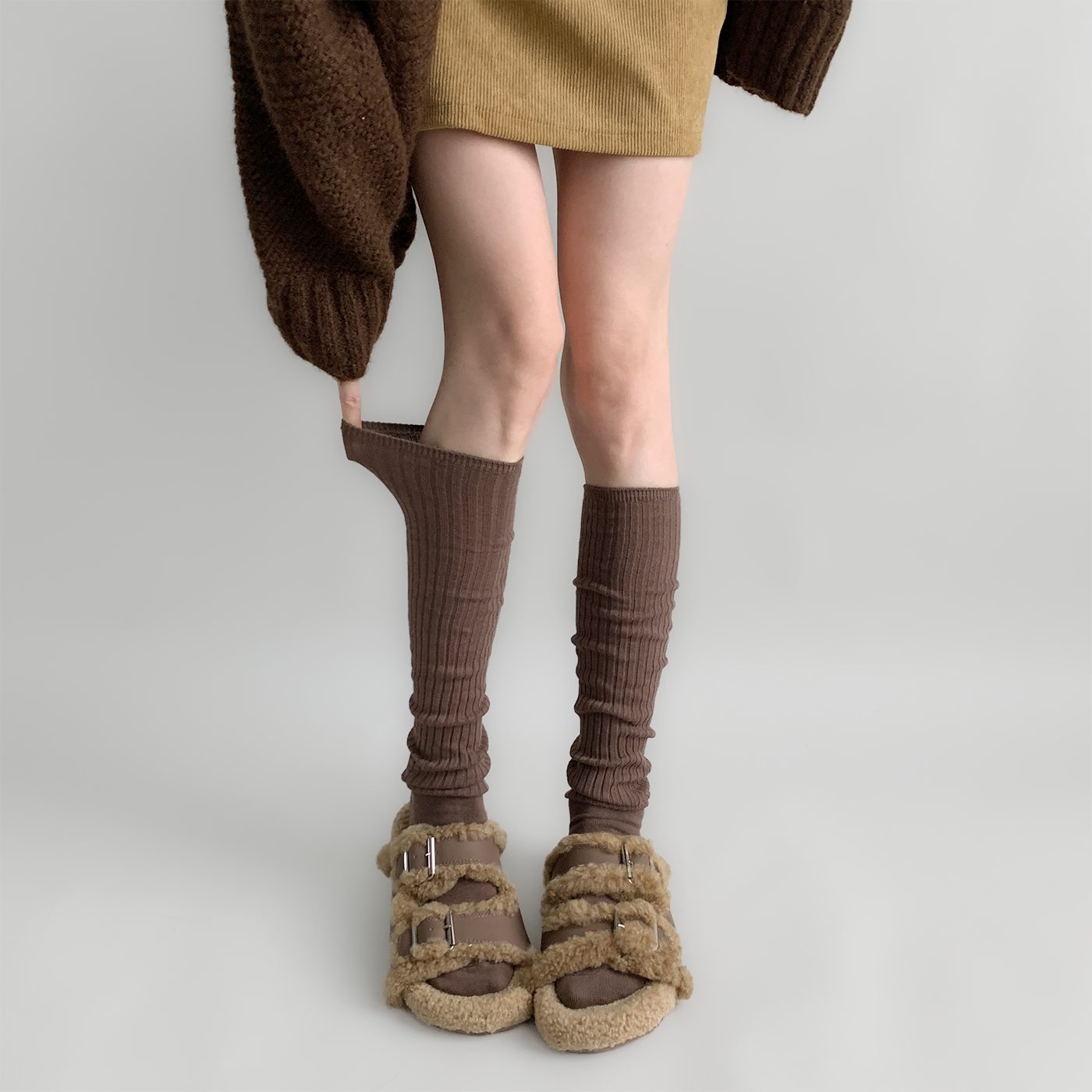 夜间教习室小腿袜女春秋款咖色竖条纹堆堆袜子日系jk及膝半腿长袜,女士内衣/男士内衣/家居服,中筒袜,淘宝优惠券,粉丝福利购,淘宝优惠卷