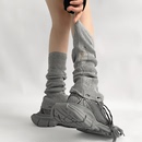 套 夜间教习室袜套夏天灰色针织小腿套破洞针织堆堆袜子春夏防晒袖