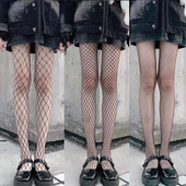 夜间教习室渔网袜白色jk丝袜女夏季 薄款 黑色ins黑丝大网格袜子