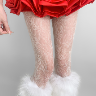 夜间教习室白色渔网袜女细网jk提花丝袜lolita黑丝性感白丝连裤 袜