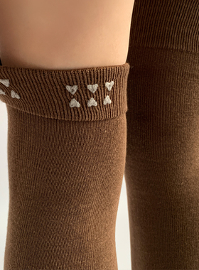 夜间教习室过膝长筒袜女春秋款防滑拼接咖色加长拼色灰色高筒袜子