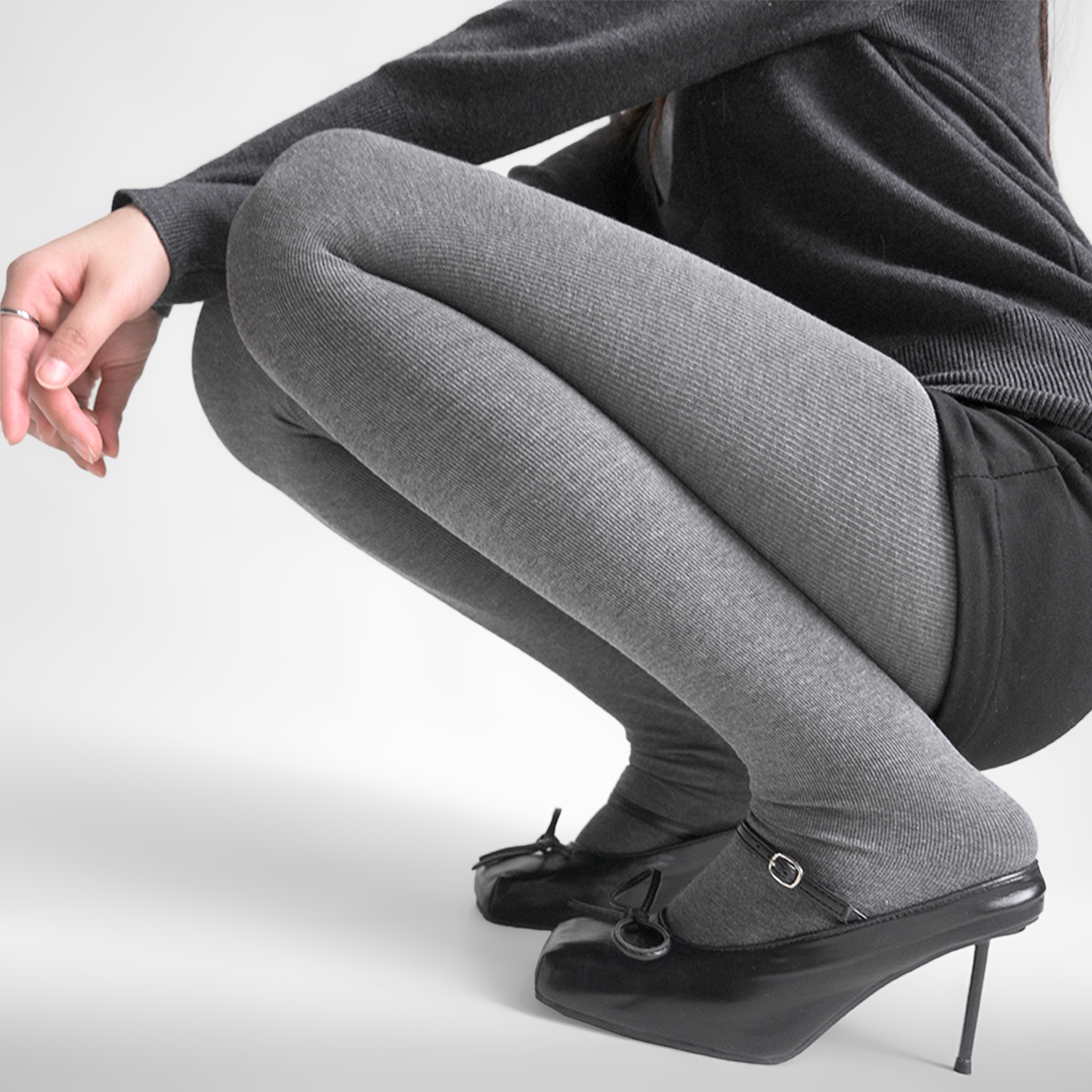 夜间教习室灰色打底裤连脚女秋冬显瘦外穿保暖加厚竖条纹连裤袜子