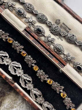 伦敦买回，Artdeco时期天然马克赛黄水晶手链链长看详情