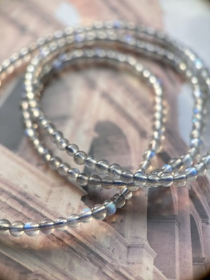 天然月光石项链三圈手链，月光嶙峋珠径3mm+