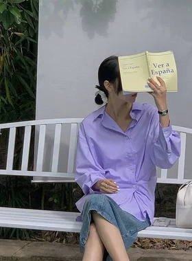 纯色衬衫Q192气质天丝新款韩版设计师款春季通勤女长袖开衫